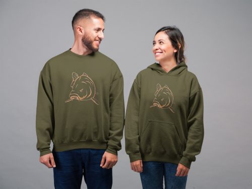 Hímzet Ponty mintás unisex kapucnis military pulóver