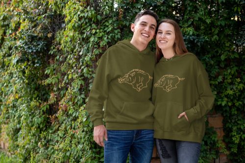 Vaddisznó mintás hímzet unisex kapucnis military pulóver