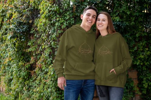 Harcsa mintás hímzet unisex kapucnis military pulóver